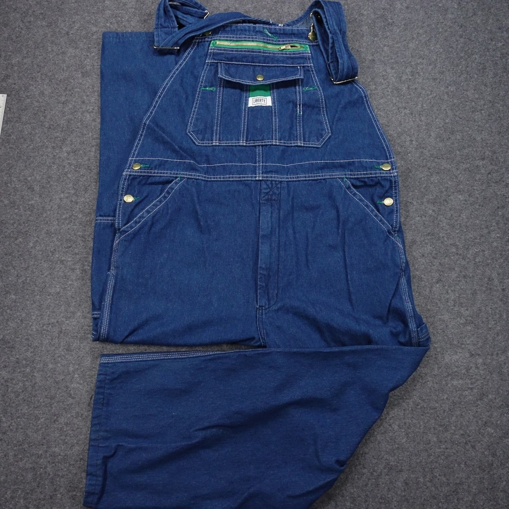 Liberty Overalls Mens 38x30 Multi-Pocket Bib Denim Blue